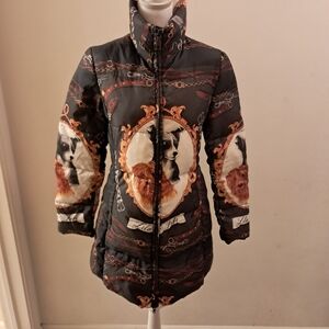 Love Moschino Coat Women's Medium M All Over Print Designer Dog Baroque Luxury
